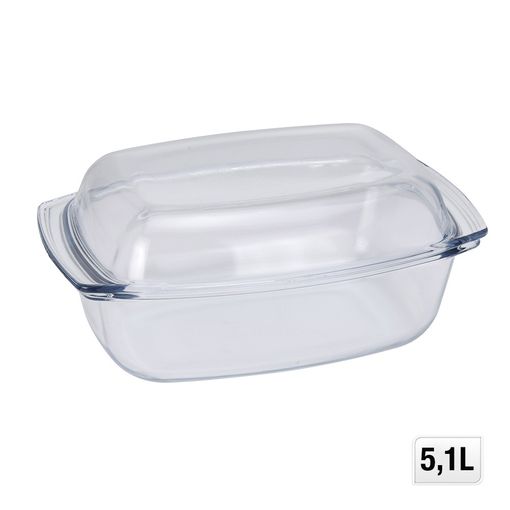 Fuente Cristal Rectangular Con Tapa 2 Litros 36 x 22 x 6.5 (Alt