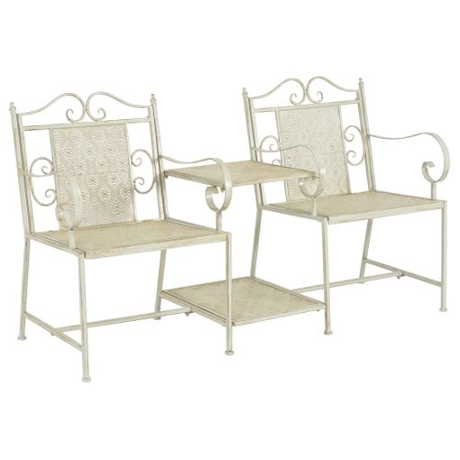 Banco De 2 Asientos 161 Cm Acero Blanco Vidaxl