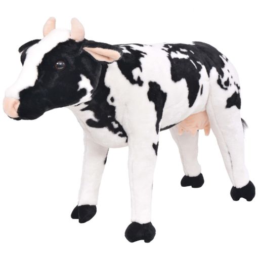 vidaXL Caballo de juguete de pie de peluche negro