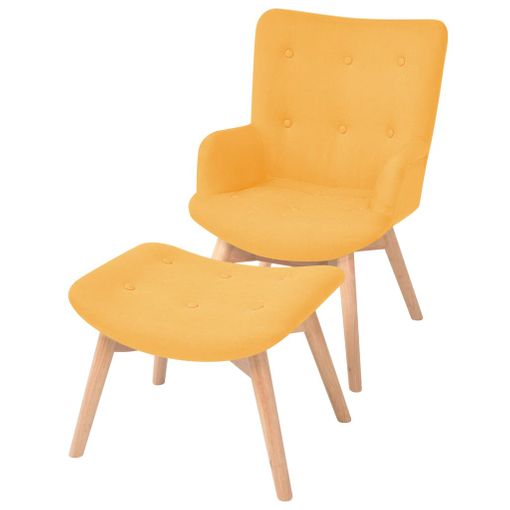 Sillón con taburete reposapiés de tela amarillo