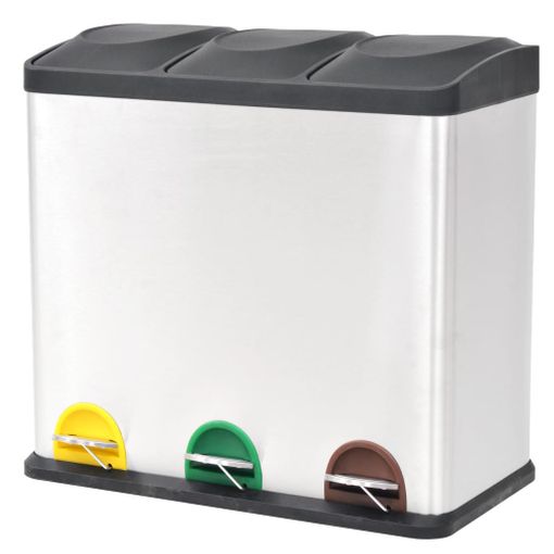 Cubo De Basura Con Pedal Doble 2x30l Reciclaje, Plata con Ofertas en  Carrefour