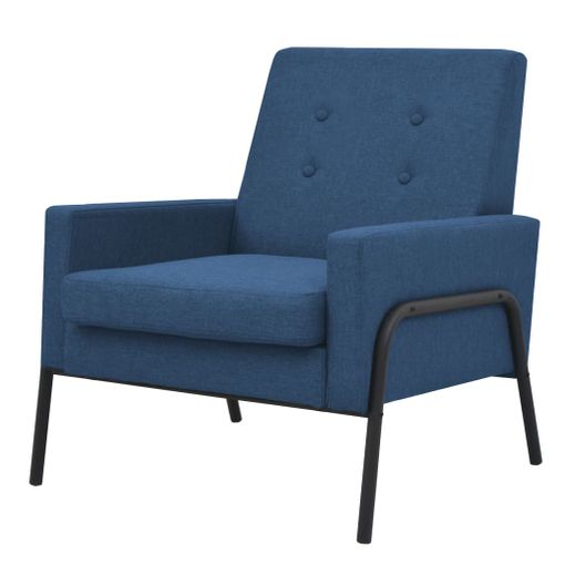 Sillón De Acero Y Tela Azul Vidaxl