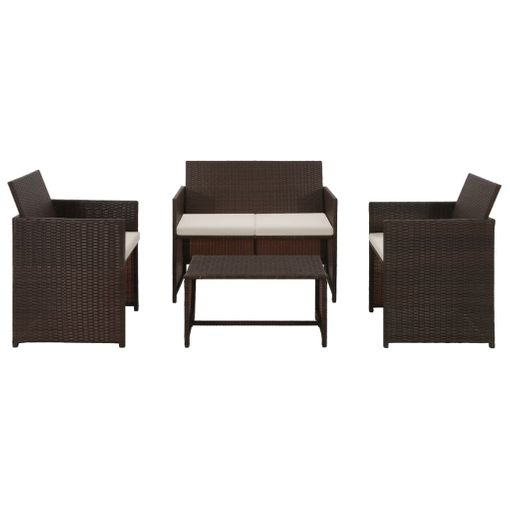 Set Muebles De Jardín 4 Piezas Y Cojines Ratán Sintético Marrón Vidaxl