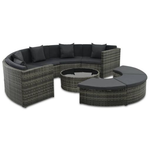 Juego Muebles Jardín 7 Pzas Con Cojines Ratán Sintético Gris Vidaxl con  Ofertas en Carrefour