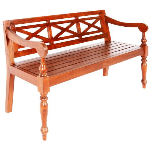 Vidaxl Banco Batavia Madera Maciza De Caoba Marrã³n Oscuro 136 Cm