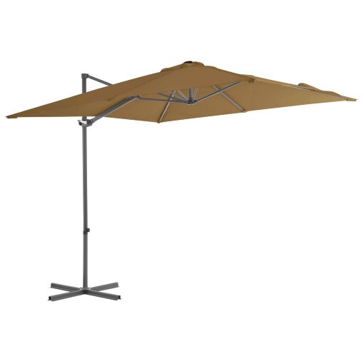 Sombrilla Voladiza Con Poste De Acero Gris Topo 250x250 Cm Vidaxl