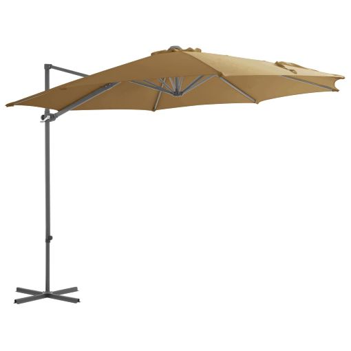 Sombrilla Voladiza Con Poste De Acero Gris Topo 300 Cm Vidaxl