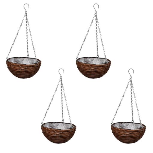 Cesta Redonda Colgante De Sauce Con Capa Y Cadena - 4 Piezas Vidaxl