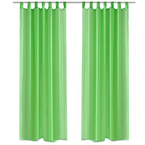 Cortinas Translúcidas de Salón 140x260cm, 2 Piezas- Verde