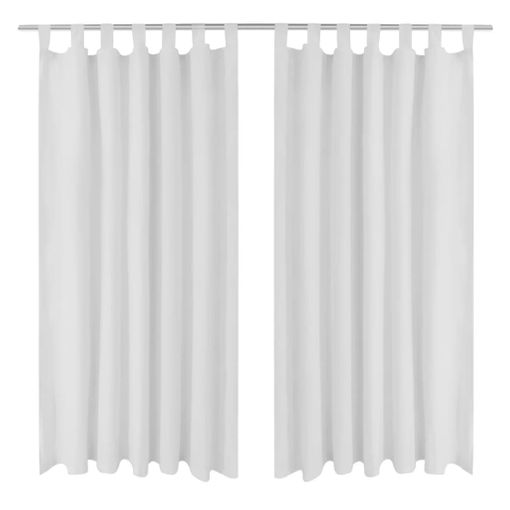 2 cortinas blancas micro-satinadas con trabillas, 140 x 175 cm