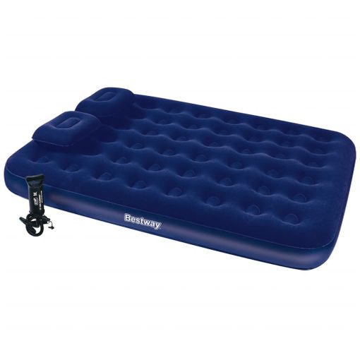 90750  Inflatable Flocked Airbed With Pillow And Air Pump 203 X 152 X 22 Cm 67374 Bestway