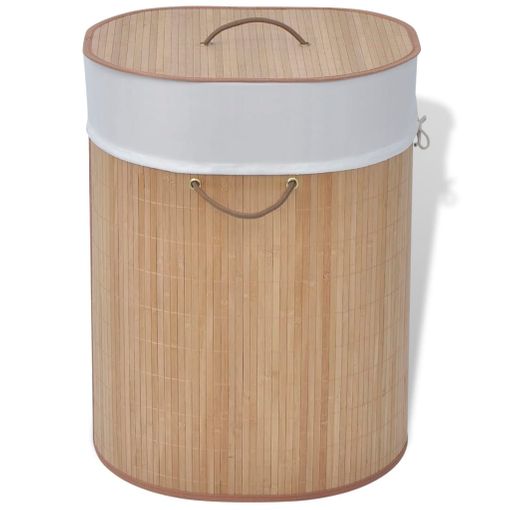 Lumaland cesto de ropa sucia de bambú con 2 bolsas de ropa sucia  extensibles  Tamaño aprox. 73 cm de alto x 64 cm de ancho x 33 cm de  profundidad [Amarillo] 