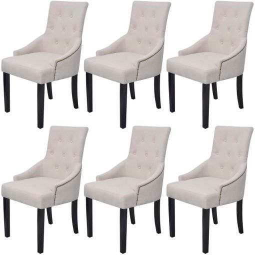 vidaXL Sillas de comedor con reposabrazos 2 unidades de tela beige