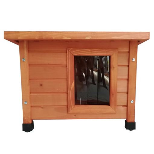 Casa de Madera para Gatos Casa para Mascota Pequeña con Puerta para  Interior Exterior Marrón 51 x 49 x 47 cm - Costway