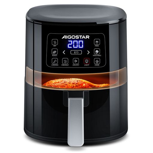 Freidora sin aceite - AIGOSTAR 829767N, 1500 W, Negro