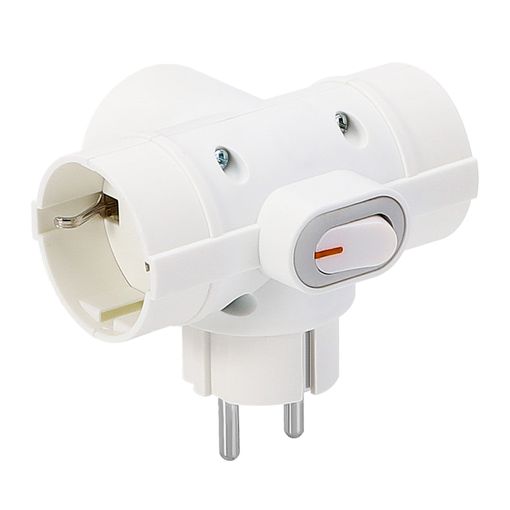 Adaptador Enchufe Europeo, 3 enchufes, con interruptor 27369 - RECAMPRO