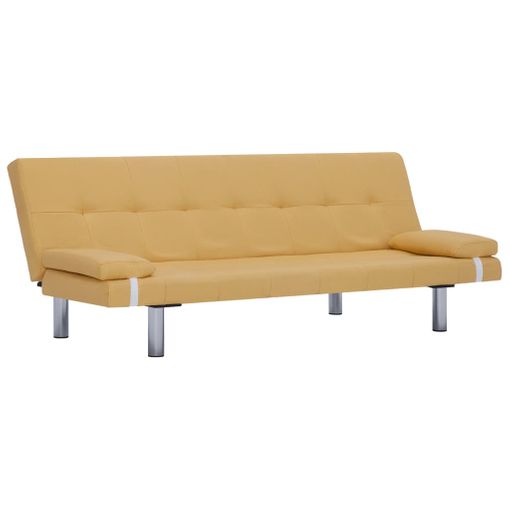 Sofá Cama Con Dos Almohadas De Poliéster Amarillo 168 77 X / 64 / 66) Cm Vidaxl Ofertas en Carrefour | Ofertas Carrefour Online