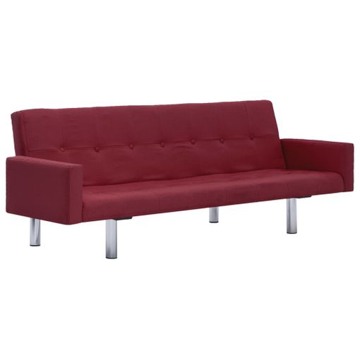 Sofá Cama Con Reposabrazos De Poliéster Rojo Vino Vidaxl