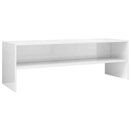 Mueble De Tv Madera Contrachapada Blanco Brillante 120x40x40 Cm Vidaxl