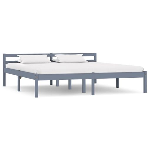 Estructura De Cama De Madera Maciza De Pino Gris 160x200 Cm con Ofertas en  Carrefour