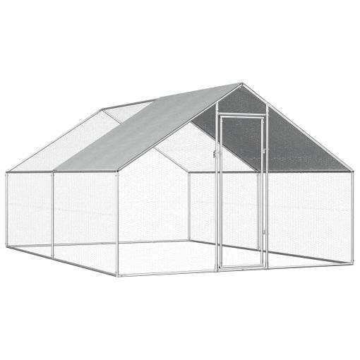 Gallinero de exterior de 12 m ² de acero galvanizado, malla