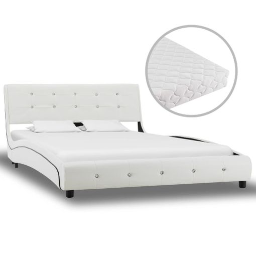 Cama Canapé Hidráulica Cuero Sintético Blanco 120x200 Cm Vidaxl con Ofertas  en Carrefour