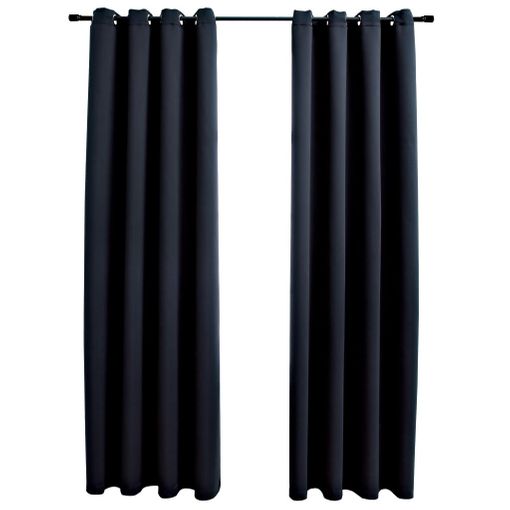 Cortina Efecto Aterciopelado Oscurante Lisa Anillas Vipalia 300x260 Cm  Negro con Ofertas en Carrefour