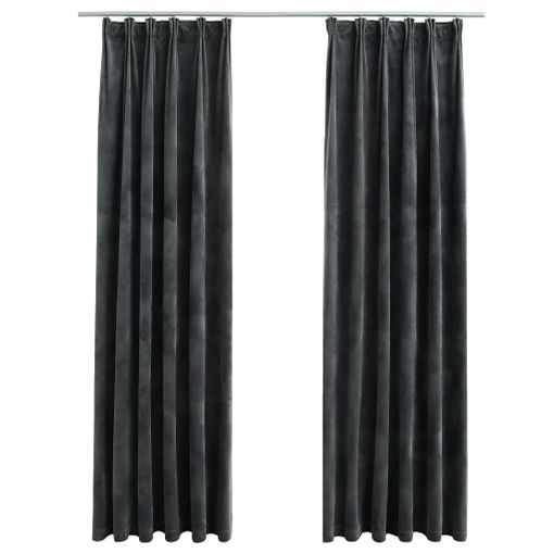 Cortinas Opacas Con Ganchos 2 Unidades Gris 140x175 Cm Vidaxl con Ofertas  en Carrefour