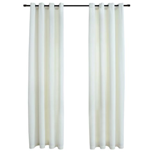 Cortinas Opacas Con Anillas 2 Uds Terciopelo Crema 140x225 Cm