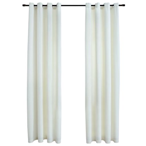 vidaXL Cortinas opacas con anillas de metal 2 uds beige 140x225 cm