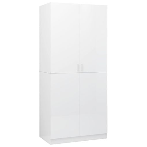 Armario De Madera Contrachapada Blanco Brillo 80x52x180 Cm Vidaxl