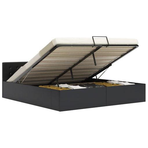 Cama Canapé Hidráulica De Cuero Sintético Negro 160x200 Cm Vidaxl con  Ofertas en Carrefour