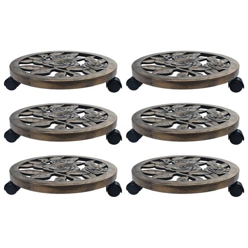 Soporte Con Ruedas De Plantas 6 Uds Plástico Color Bronce 38 Cm Vidaxl