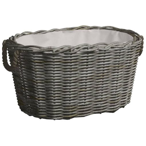 Cesta para leña con asas 60x40x28 cm Sauce gris