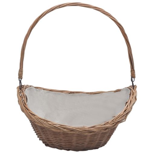 Cesta para leña de ratán con lámina - 53 x 53 cm - Cesta de leña con 2