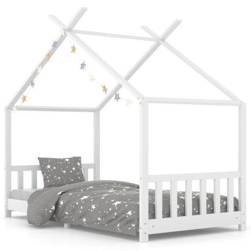 Cama infantil cama casita 90 x 200 cm, cama de madera para niños, incluye  protección contra