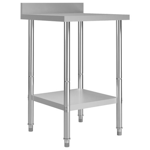 vidaXL Mesa de trabajo de cocina con estante acero inox 120x60x150 cm