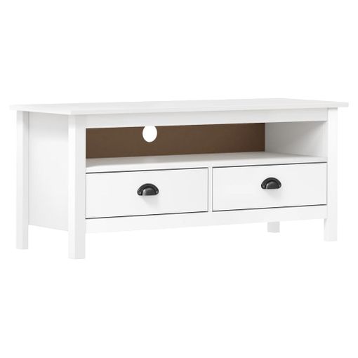 Mueble De Tv Hill Madera Maciza De Pino Blanco 110x40x47 Cm Vidaxl