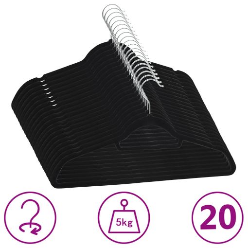 Juego De Perchas Ropa 20 Uds Antideslizantes Terciopelo Negro Vidaxl con  Ofertas en Carrefour