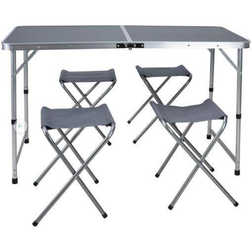 Mesa de camping plegable con 4 sillas 120x60x70 cm gris Redcliffs con  Ofertas en Carrefour
