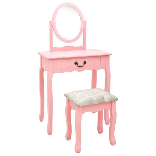 Taburete De escritorio con espejo, mueble De tocador rosa, consola