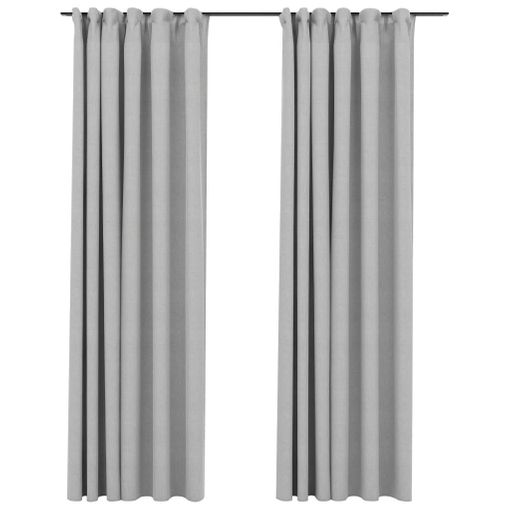 Cortinas opacas con anillas de metal 2 piezas gris 140x245 cm