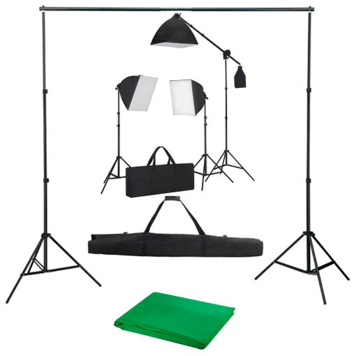 Kit De Estudio Fotográfico Con Focos Softbox Y Telón De Fondo Vidaxl