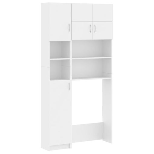 Mueble para lavadora en blanco.