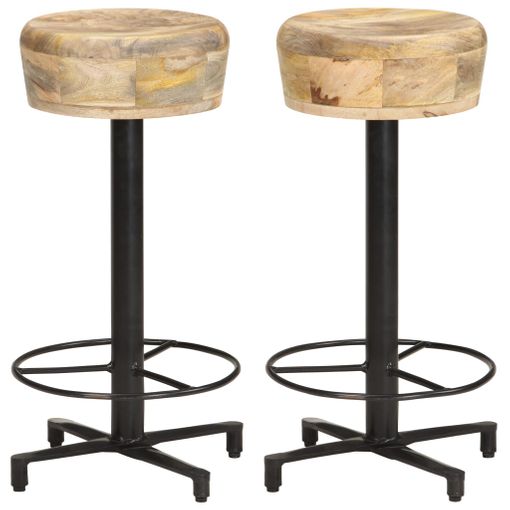 Rogal Taburetes De Cocina 2 Unidades Madera Maciza De Mango 66 Cm Rogal