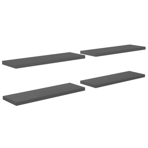 Estante flotante de pared MDF gris brillo 120x23.5x3.8 cm