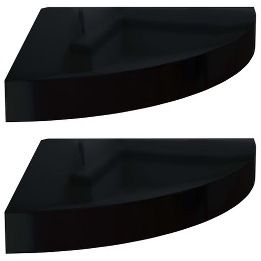 Estante flotante pared 2 uds negro brillo MDF 40x23x3,8 cm