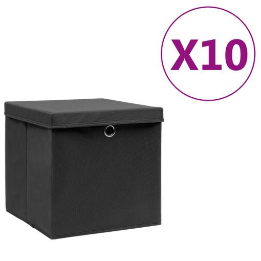 Cajas De Almacenaje Con Tapas 10 Uds Negro 28x28x28 Cm Vidaxl con Ofertas  en Carrefour