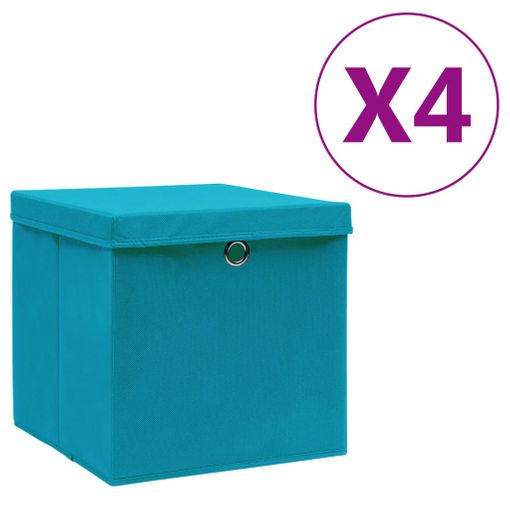 Pack de cajas cuadradas con tapa para almacenaje de 32x32 cm en color azul  bebé Vida XL