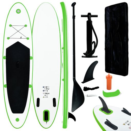 Set de tabla de paddle surf hinchable verde 300x76x10 cm